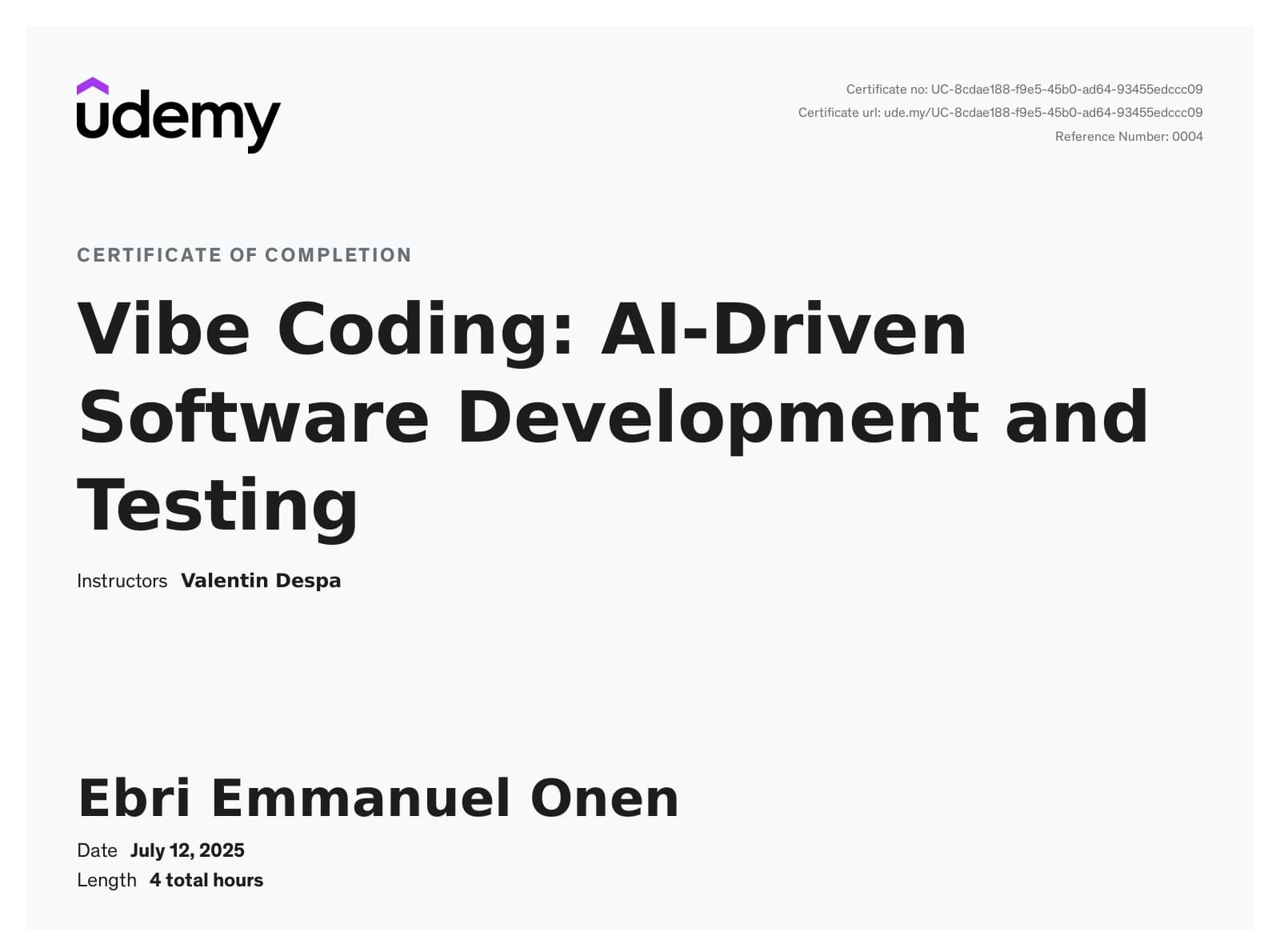 AI-Driven Development certificate