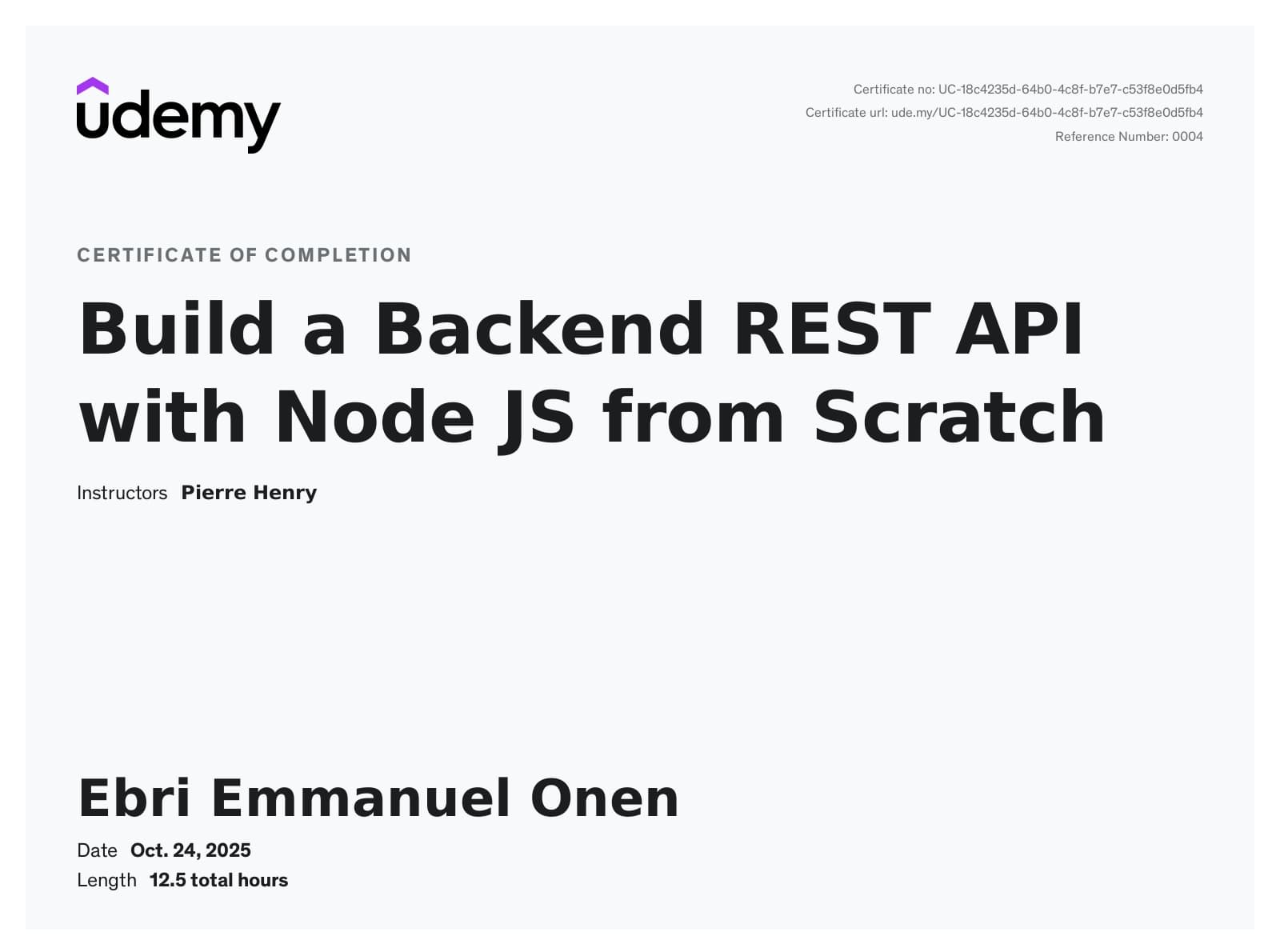 API Development certificate
