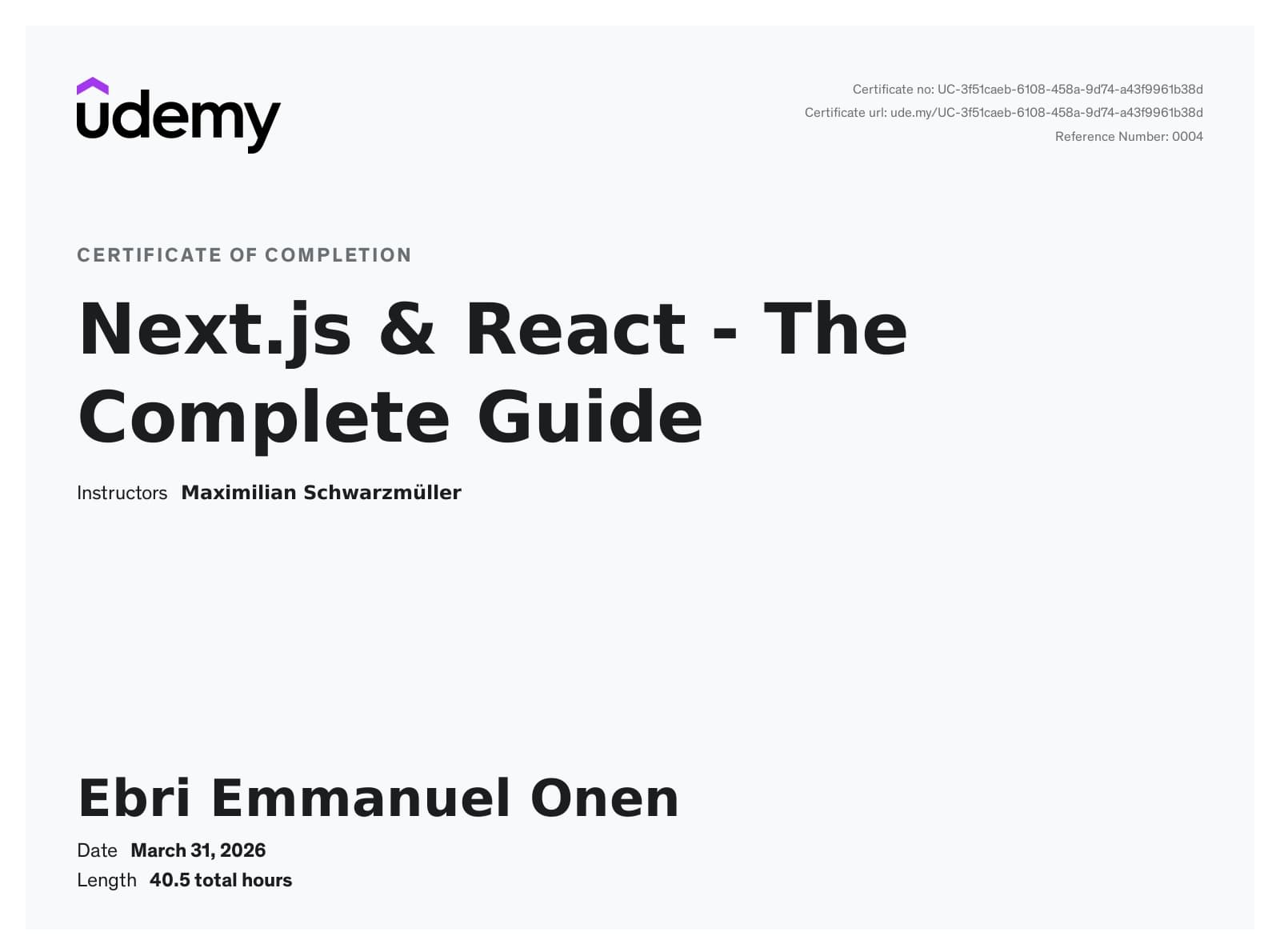 Next.js certificate